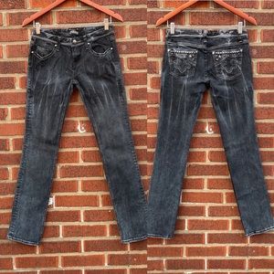 Express ReRock Straight Stretch Black Jeans